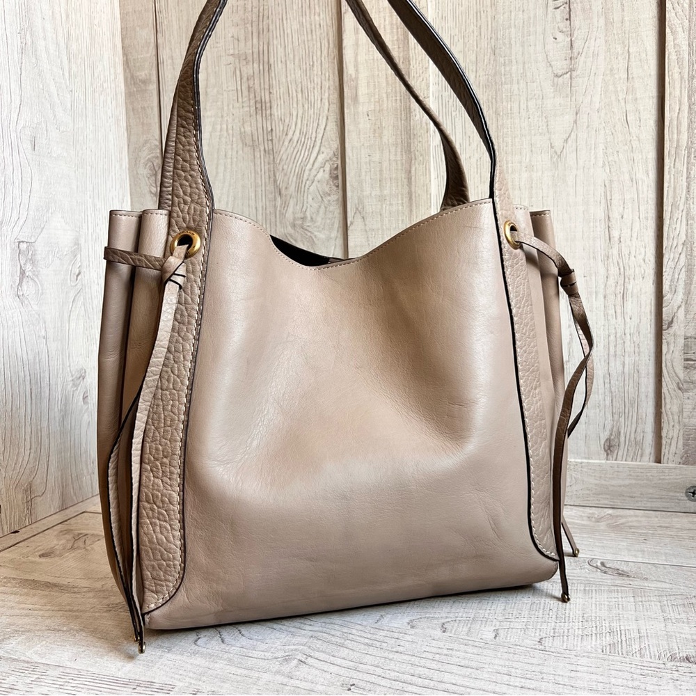 Coach Bone Taupe Leather Shoulder Tote